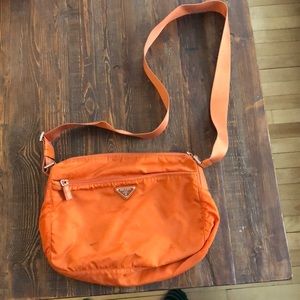 Orange Prada Nylon Cross Body Bag